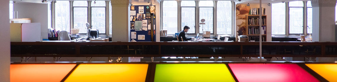 Man working on balcony
