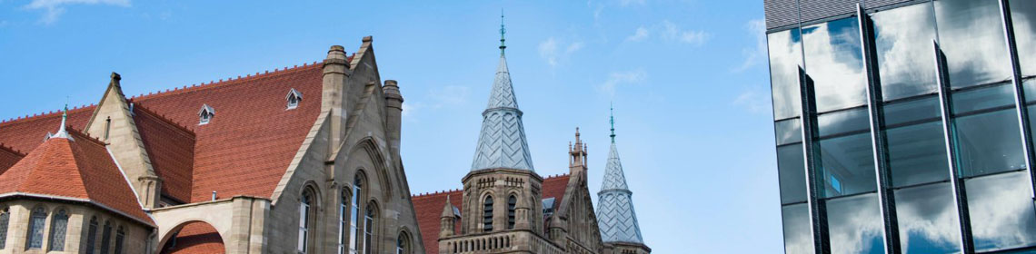 Abstract image of two buildings