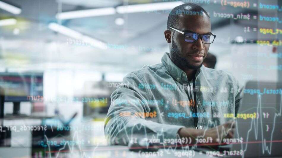 Man sat at laptop