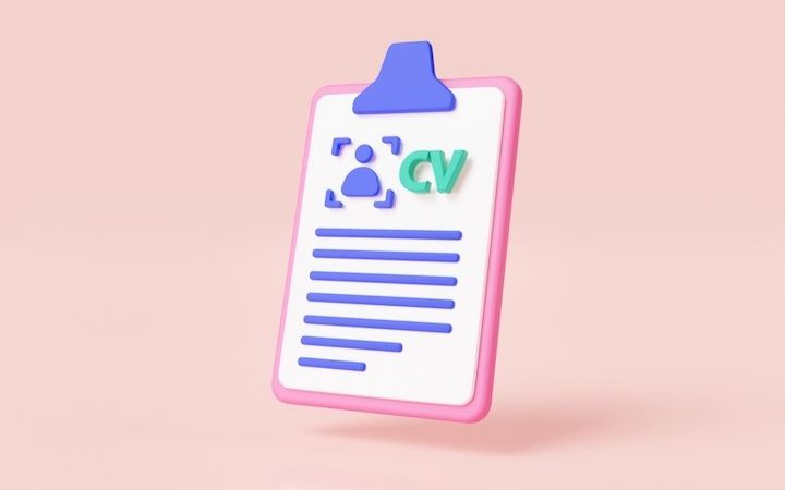 CV document on a clipboard